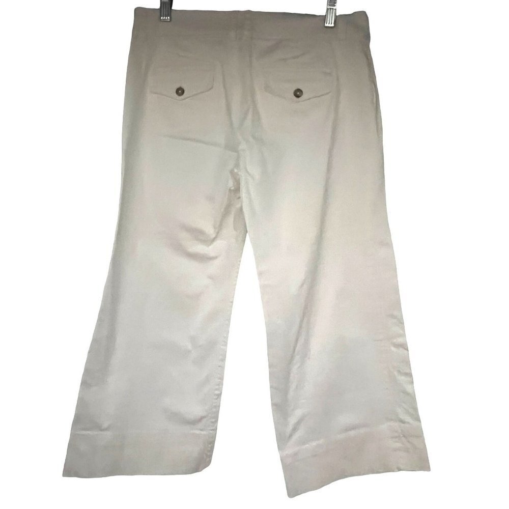 Old Navy Womens White Pelazzo Crop Capri Pants 8 Stretch Cotton Pockets